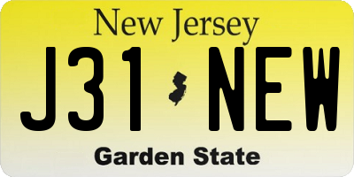 NJ license plate J31NEW