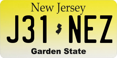 NJ license plate J31NEZ