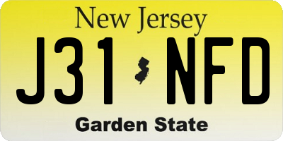 NJ license plate J31NFD