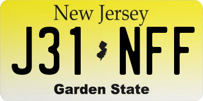 NJ license plate J31NFF