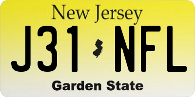 NJ license plate J31NFL