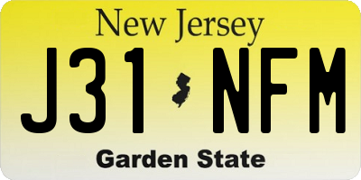 NJ license plate J31NFM