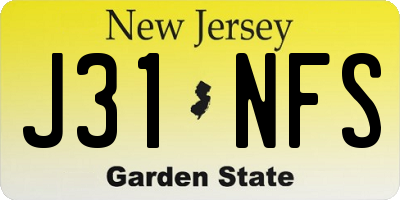 NJ license plate J31NFS