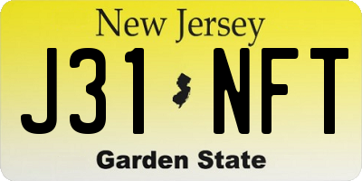 NJ license plate J31NFT