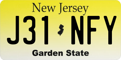 NJ license plate J31NFY