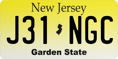 NJ license plate J31NGC