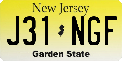 NJ license plate J31NGF