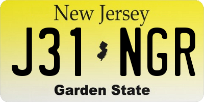 NJ license plate J31NGR