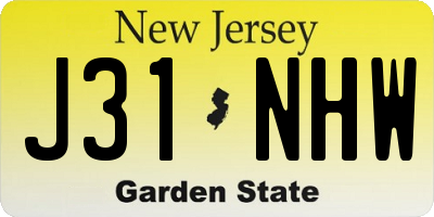 NJ license plate J31NHW