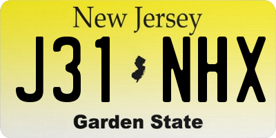 NJ license plate J31NHX