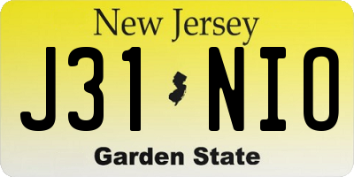 NJ license plate J31NIO