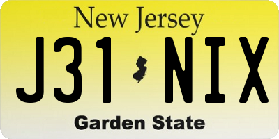 NJ license plate J31NIX
