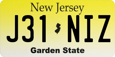NJ license plate J31NIZ