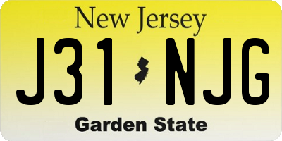 NJ license plate J31NJG