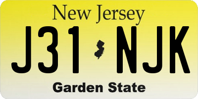 NJ license plate J31NJK