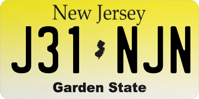 NJ license plate J31NJN