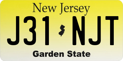 NJ license plate J31NJT