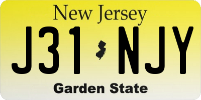 NJ license plate J31NJY