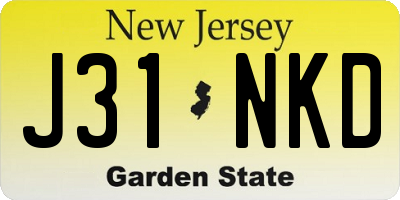 NJ license plate J31NKD
