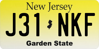 NJ license plate J31NKF