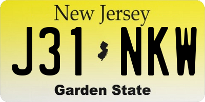 NJ license plate J31NKW