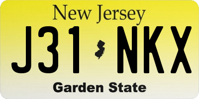 NJ license plate J31NKX