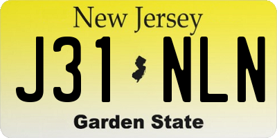 NJ license plate J31NLN