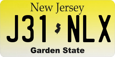NJ license plate J31NLX