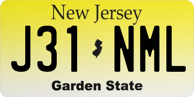 NJ license plate J31NML
