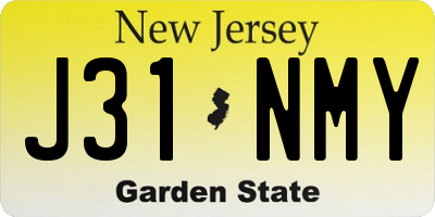 NJ license plate J31NMY