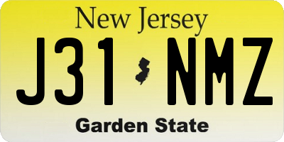 NJ license plate J31NMZ