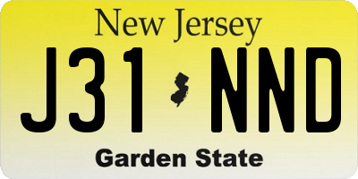 NJ license plate J31NND