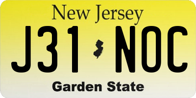 NJ license plate J31NOC
