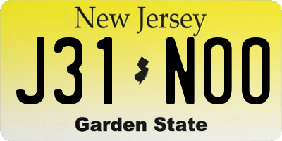 NJ license plate J31NOO
