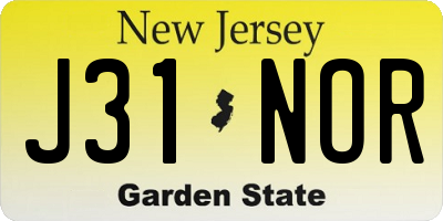 NJ license plate J31NOR