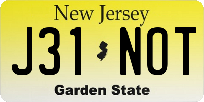 NJ license plate J31NOT