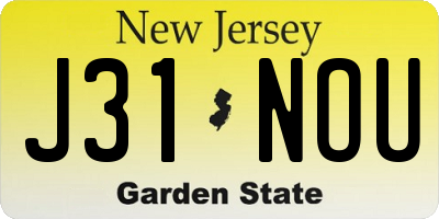 NJ license plate J31NOU