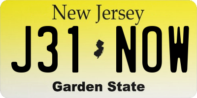 NJ license plate J31NOW