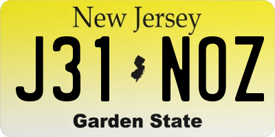 NJ license plate J31NOZ