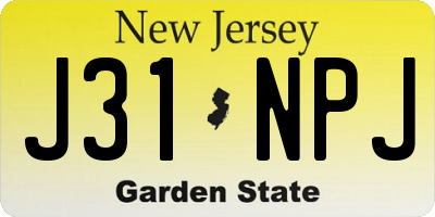 NJ license plate J31NPJ