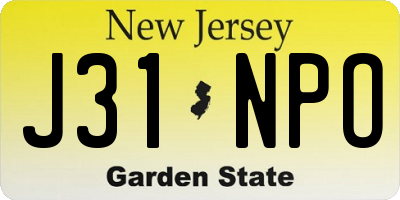 NJ license plate J31NPO