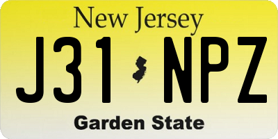 NJ license plate J31NPZ