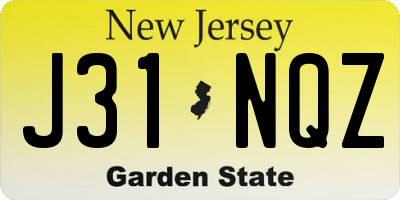 NJ license plate J31NQZ