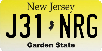 NJ license plate J31NRG