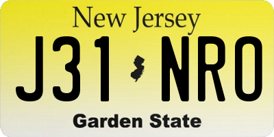 NJ license plate J31NRO