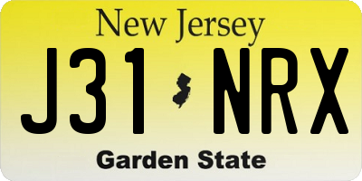 NJ license plate J31NRX