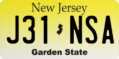 NJ license plate J31NSA