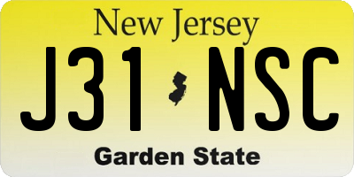 NJ license plate J31NSC