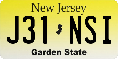 NJ license plate J31NSI