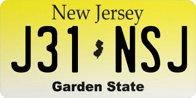 NJ license plate J31NSJ